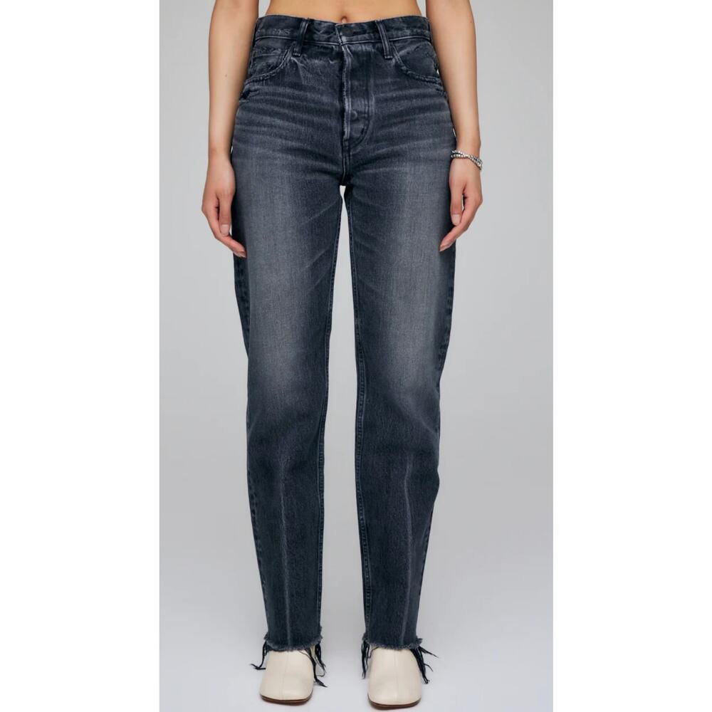 Moussy Vintage Wide‎ Straight Ashley’s Raw Hem Jeans Black Size 25